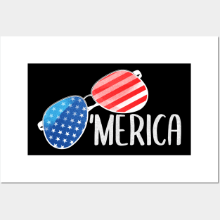 Merica Sunglasses 4th of July Posters and Art